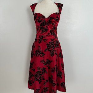 Bettie Paige Apparel Prove Your Groove Dress in Ruby Roses (size 4)
